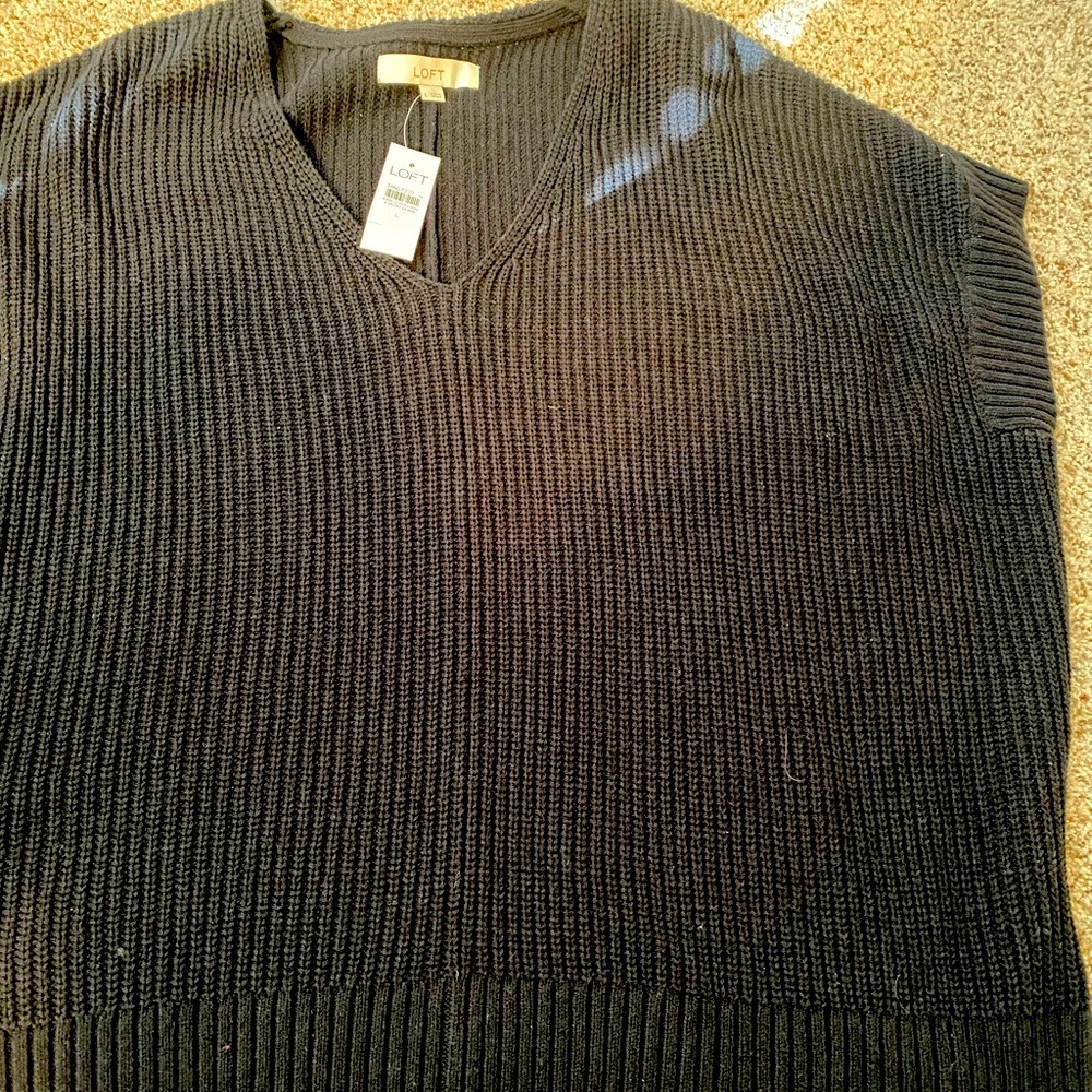 NWT ANN TAYLOR LOFT Black Sweater women Sz Large